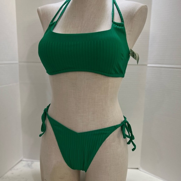 Aerie Emerald Bikini Set. size L bathing suit underwear and size M top - Picture 2 of 14